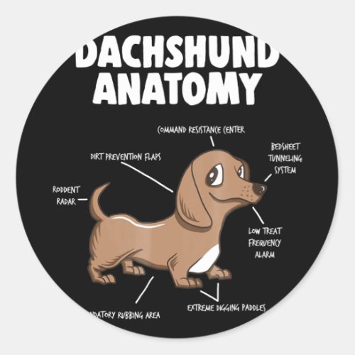 Dog Gift  Anatomy Dachshund  Funny Weiner Classic Round Sticker
