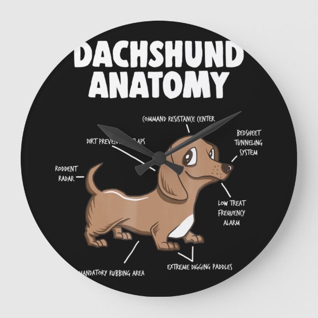 Dog Gift | Anatomy Dachshund Funny Weiner Large Clock (Front)