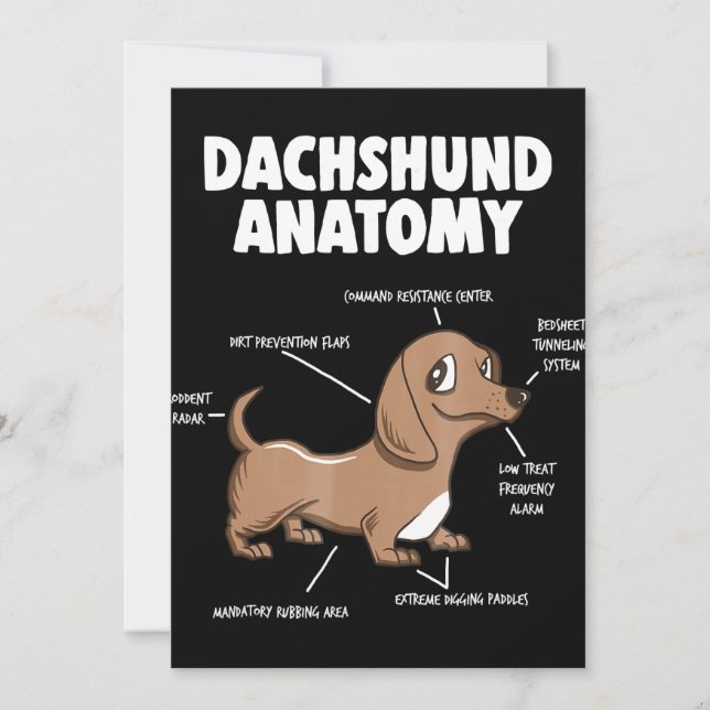 Dog Gift | Anatomy Dachshund  Funny Weiner Thank You Card (Front)