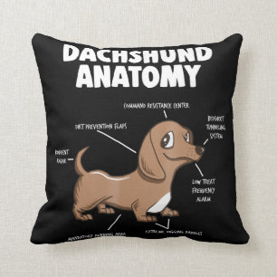 Dog Gift Anatomy Dachshund Funny Weiner Throw Pillow
