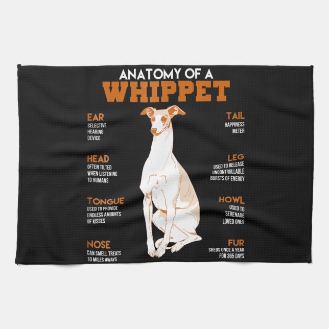 Dog Gift | anatomy of a whippet dogs t  funny gift Kitchen Towel (Horizontal)