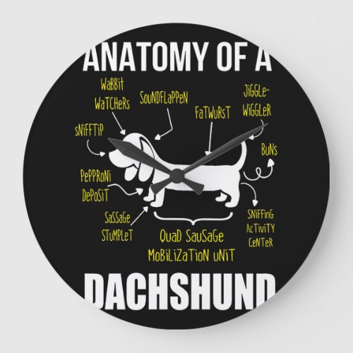 Dog Gift  Anatomy Of Dachshund Large Clock