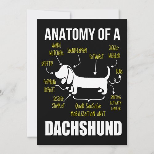 Dog Gift  Anatomy Of Dachshund Thank You Card