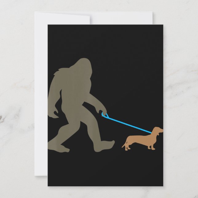 Dog Gift | Bigfoot Walking Dachshund Holiday Card (Front)