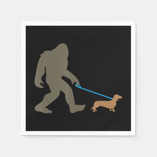 Dog Gift  Bigfoot Walking Dachshund Napkins