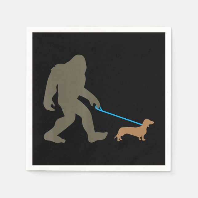 Dog Gift | Bigfoot Walking Dachshund Napkins (Front)