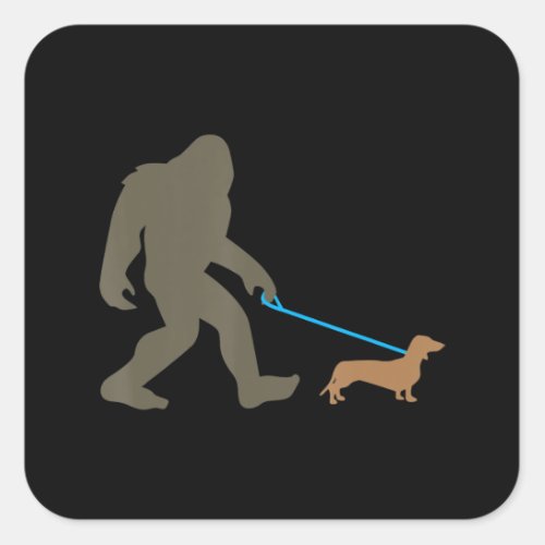 Dog Gift  Bigfoot Walking Dachshund Square Sticker