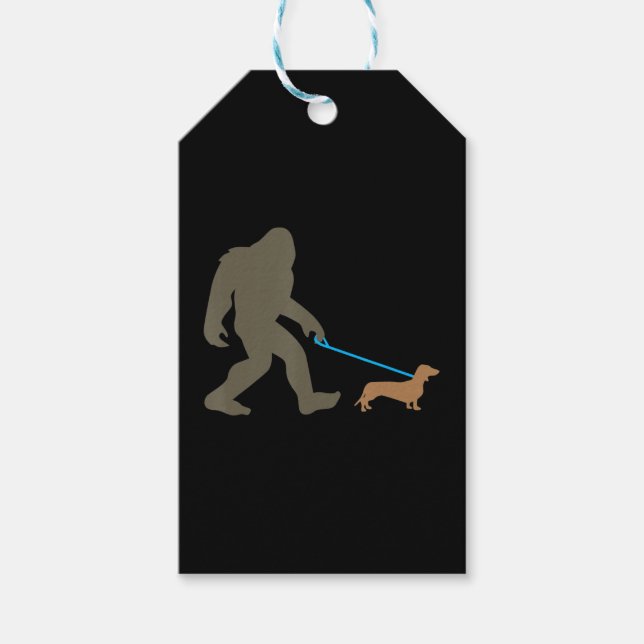Dog Gift | Bigfoot Walking Dachshund Tags (Front)