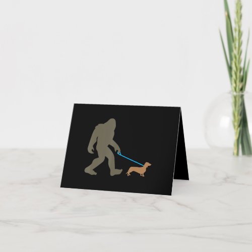 Dog Gift  Bigfoot Walking Dachshund Thank You Card