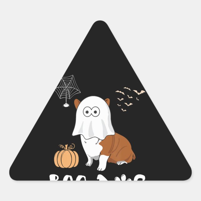 Dog Gift | Boo Corgi Dog Halloween Triangle Sticker (Front)