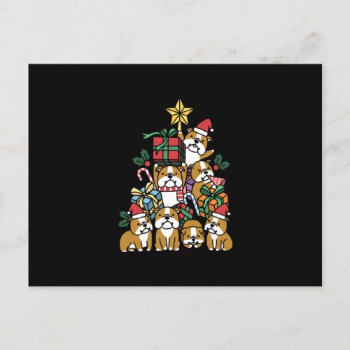 Dog Gift  Christmas Tree English Bulldog Dog Holiday Postcard