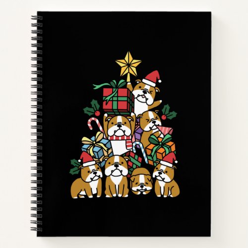 Dog Gift  Christmas Tree English Bulldog Dog Notebook