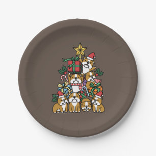 Dog Gift Christmas Tree English Bulldog Dog Paper Plates