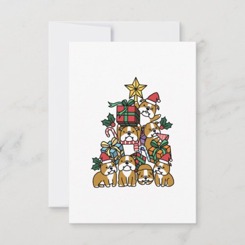 Dog Gift  Christmas Tree English Bulldog Dog RSVP Card