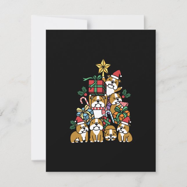 Dog Gift | Christmas Tree English Bulldog Dog Thank You Card (Front)