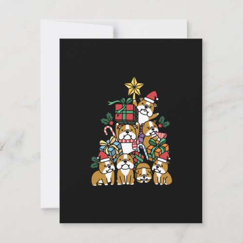 Dog Gift  Christmas Tree English Bulldog Dog Thank You Card