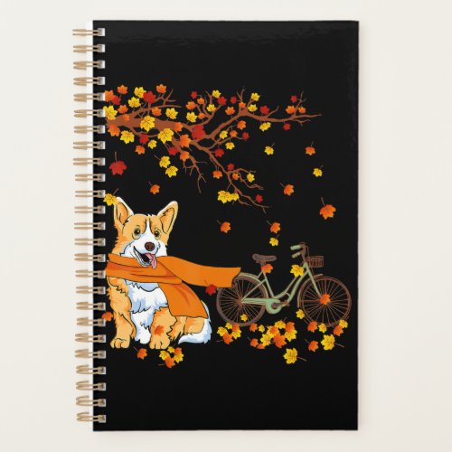 Dog Gift  Corgi Dog Pumpkins Bicycle Planner