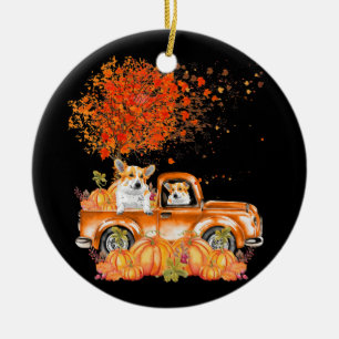 Dog Gift   Corgi Dog Pumpkins Ceramic Ornament
