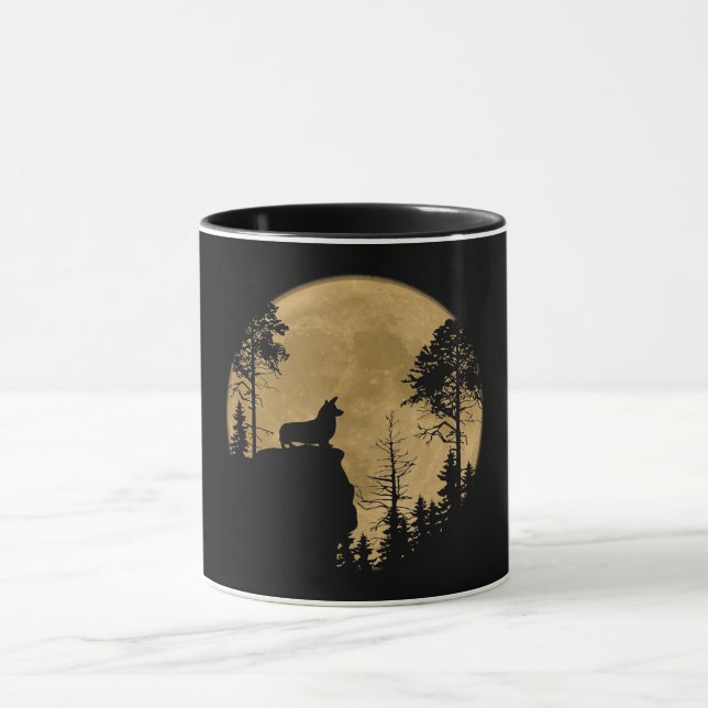 Dog Gift | Corgi Dog Under The Moonlight Halloween Mug (Center)