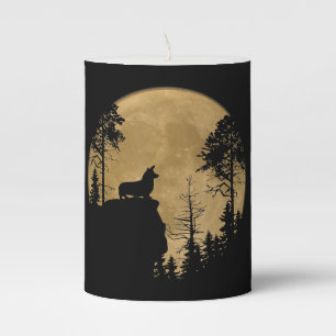 Dog Gift Corgi Dog Under The Moonlight Halloween Pillar Candle