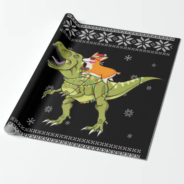 Dog Gift | Corgi Riding T Rex Dinosaur Christmas Wrapping Paper | Zazzle Dog Gift | Corgi Riding T Rex Dinosaur Christmas Wrapping Paper | Zazzle