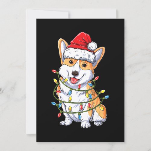 Dog Gift  Corgi Santa Christmas Tree Lights Xmas Invitation