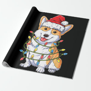 Dog Gift   Corgi Santa Christmas Tree Lights Xmas Wrapping Paper