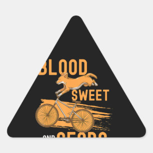 Dog Gift Cute Corgi Dog Biker Triangle Sticker