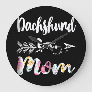 Dog Gift Dachshund Mom Dachshund Floral Large Clock
