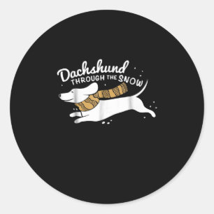 Dog Gift Dachshund Through The Snow Classic Round Sticker