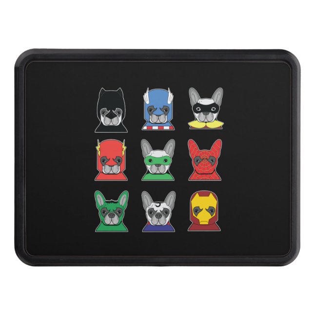 Dog Gift | French Bulldog Designs Super Hero Hitch Cover (Front)
