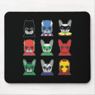 Dog Gift French Bulldog Designs Super Hero Mouse Pad