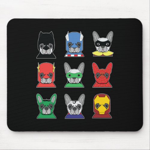 Dog Gift  French Bulldog Designs Super Hero Mouse Pad