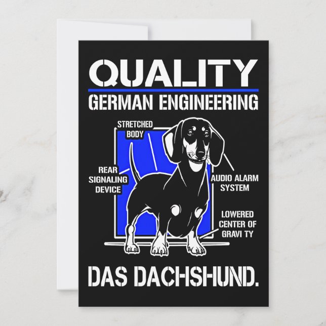 Dog Gift | German Engineering Das Dachshund Holiday Card (Front)