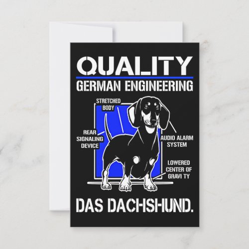 Dog Gift  German Engineering Das Dachshund RSVP Card