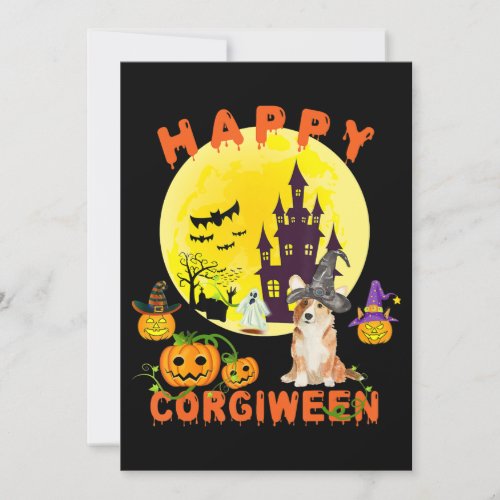 Dog Gift  Happy Corgiween Halloween Corgi Invitation