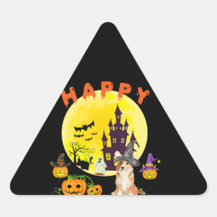 Dog Gift   Happy Corgiween Halloween Corgi Triangle Sticker