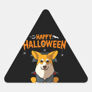 Dog Gift   happy halloween pembroke corgi Triangle Sticker