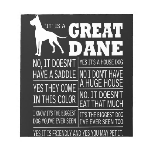 Dog Gift  Its A Great Dane Notepad