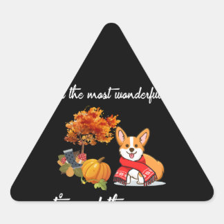 Dog Gift | It's The Most Wonderful With Corgi Triangle Sticker