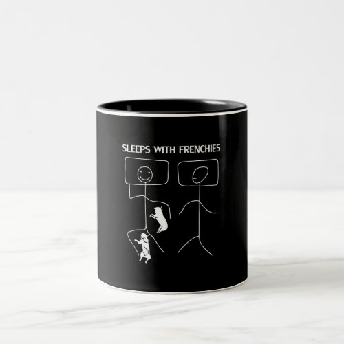 Dog Gift  Sleeps With Frenchies Two_Tone Coffee Mug