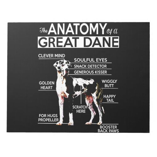 Dog Gift  The Anatomy Of A Great Dane Notepad