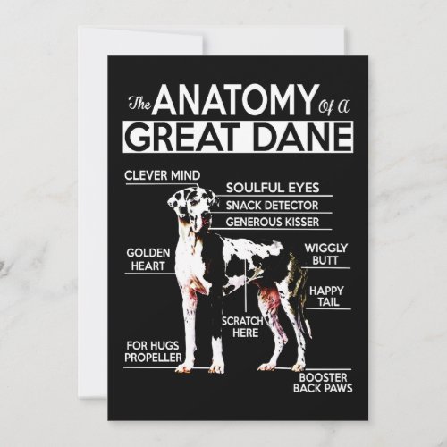 Dog Gift  The Anatomy Of A Great Dane Thank You Card