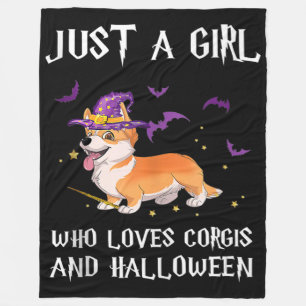 Dog Gift who loves corgi dog and halloween Fleece Blanket
