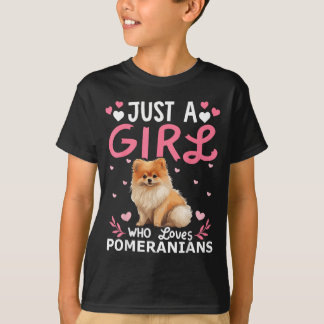 Dog Girls Women A Girl Who Loves Pomvibesnians T-Shirt