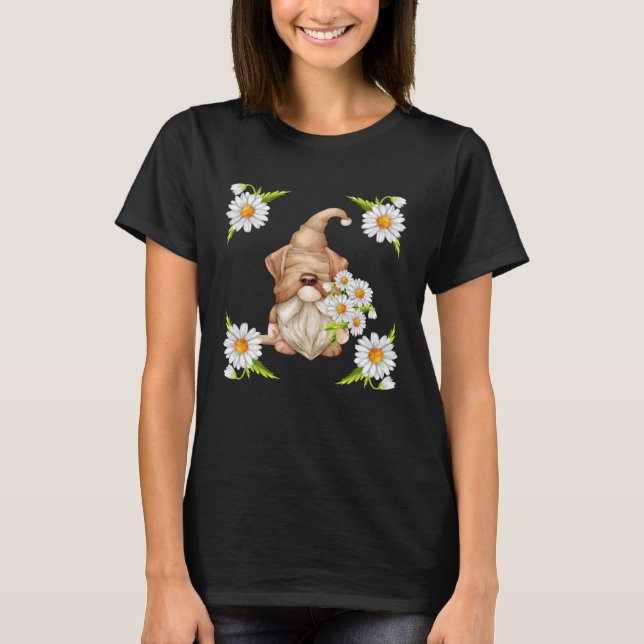 Dog Gnome For Labrador Mom Cute Spring Floral Dais T-Shirt (Front)