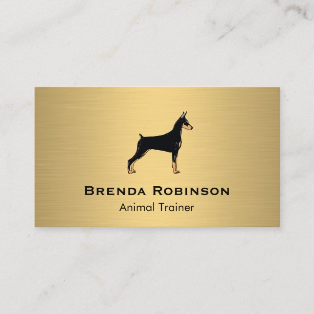 Dog | Gold Metallic Backdrop Business Card (Front)