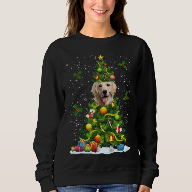 Dog Golden Retriever Christmas Tree Sweatshirt (Front)