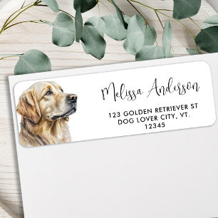 Dog Golden Retriever Pet Watercolor Return Address Label