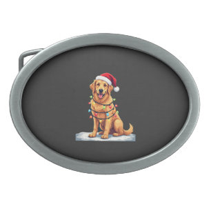 Dog Golden Retriever Santa Christmas Xmas Lights ( Belt Buckle